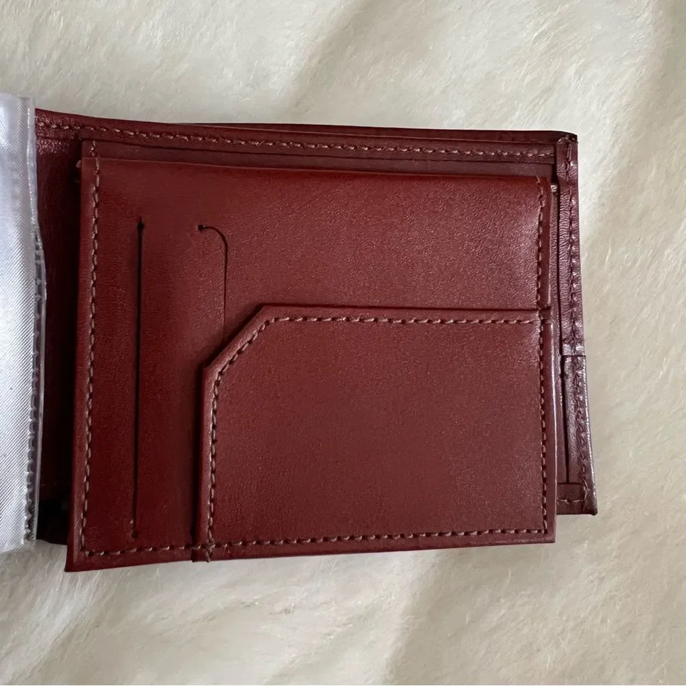 Men’s Leather Bifold Wallet by Aldo Nero  Gorgeous Bicolor Rich Dark Brown